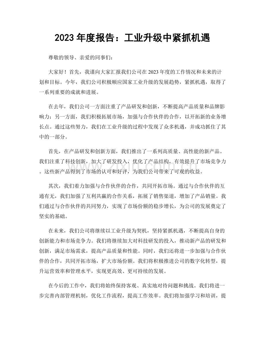 2023年度报告：工业升级中紧抓机遇.docx_第1页