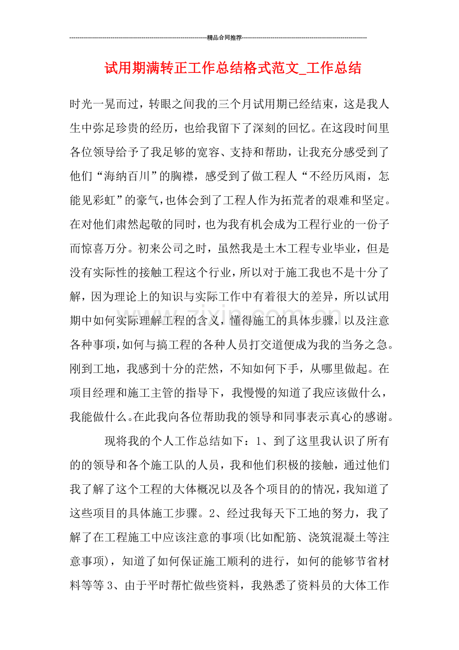 试用期满转正工作总结格式范文.doc_第1页