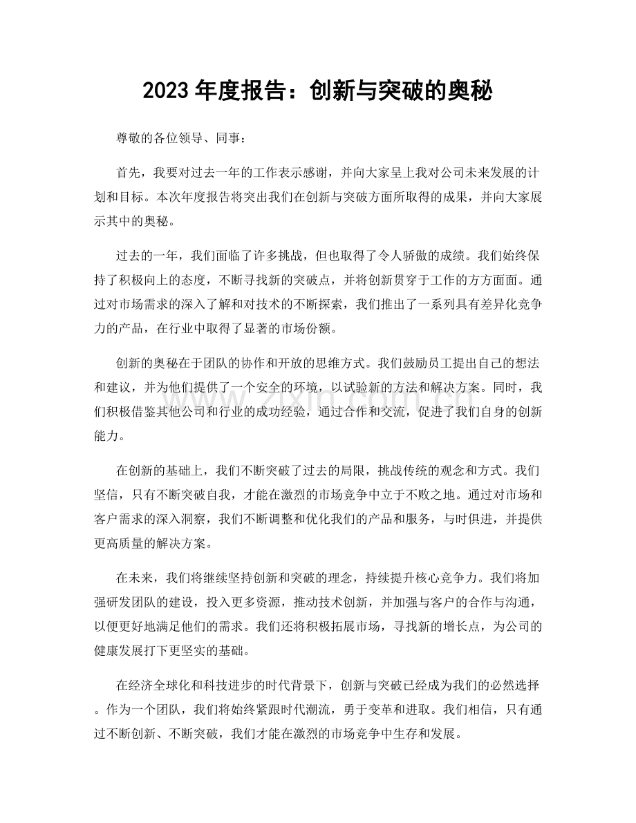 2023年度报告：创新与突破的奥秘.docx_第1页