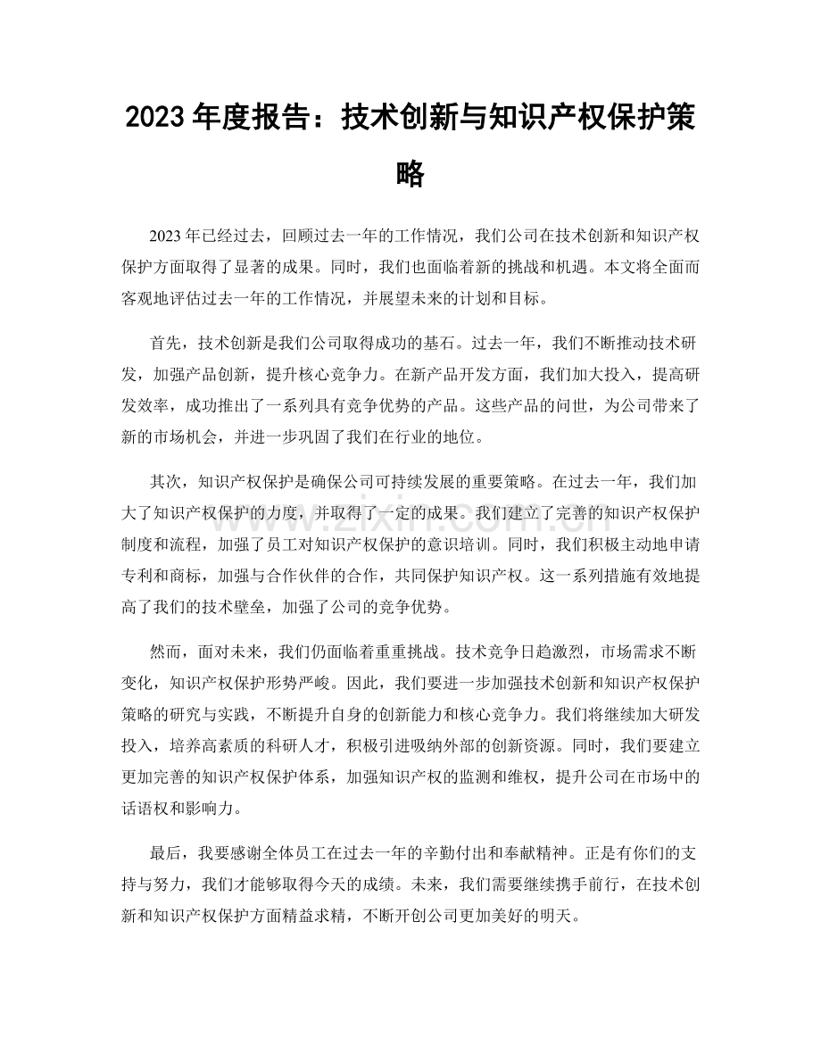 2023年度报告：技术创新与知识产权保护策略.docx_第1页