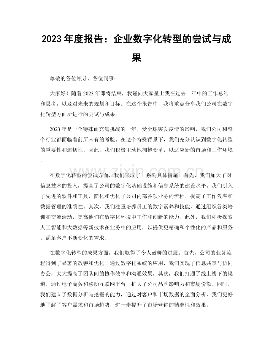 2023年度报告：企业数字化转型的尝试与成果.docx_第1页