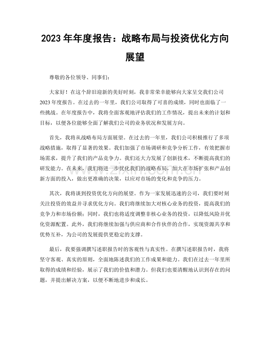 2023年年度报告：战略布局与投资优化方向展望.docx_第1页