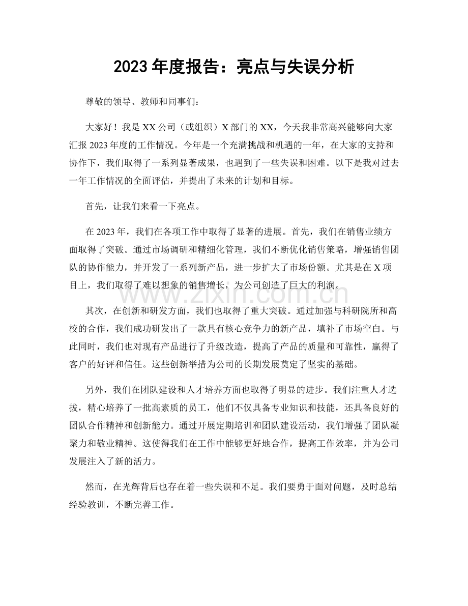 2023年度报告：亮点与失误分析.docx_第1页