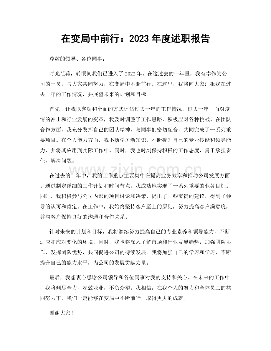 在变局中前行：2023年度述职报告.docx_第1页