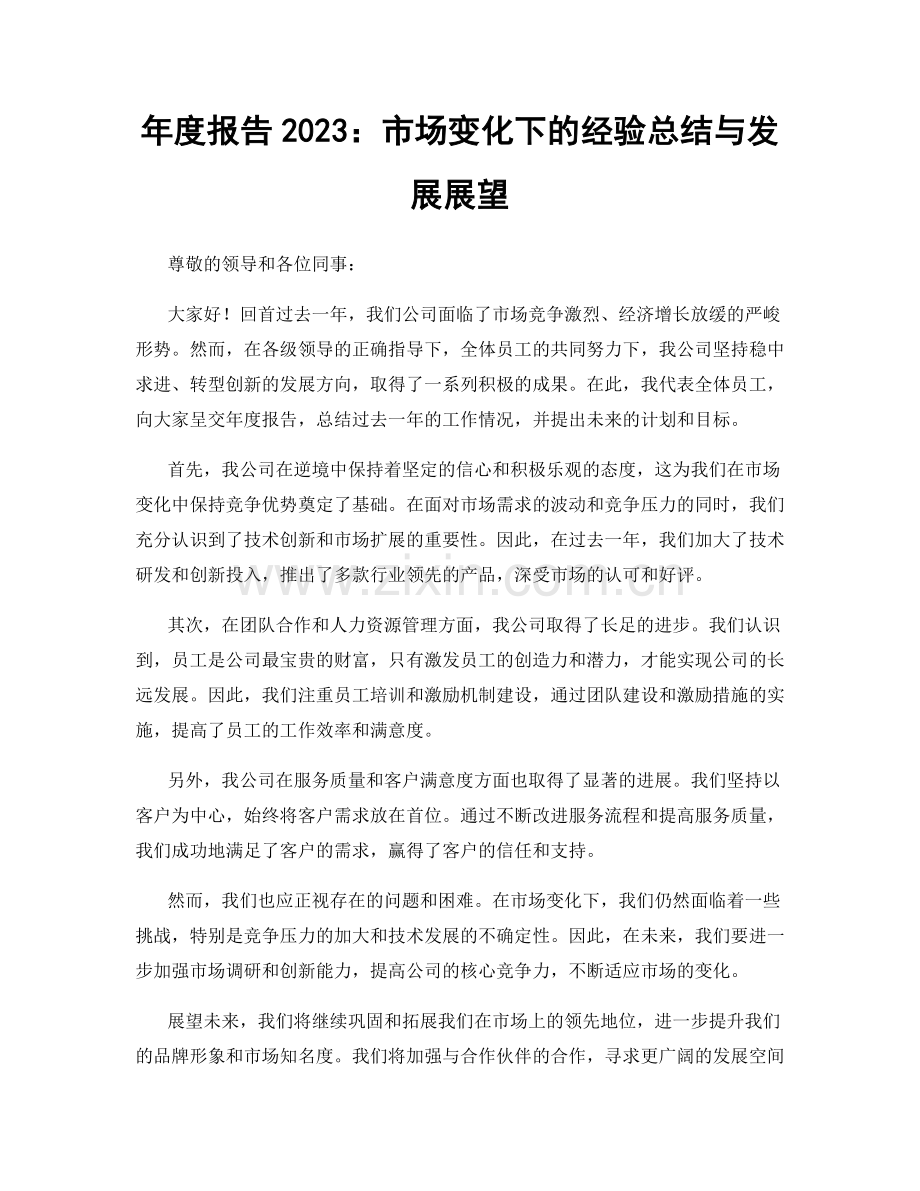 年度报告2023：市场变化下的经验总结与发展展望.docx_第1页