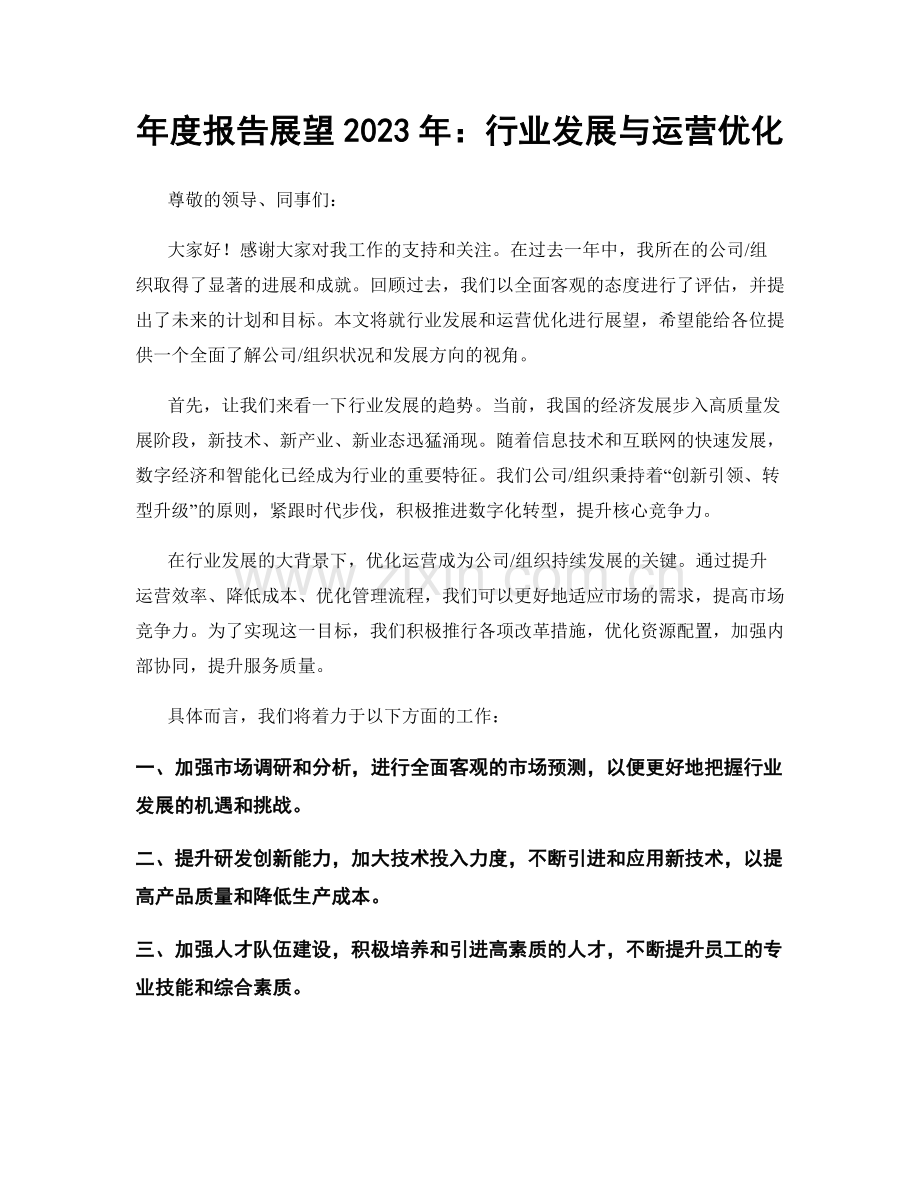年度报告展望2023年：行业发展与运营优化.docx_第1页
