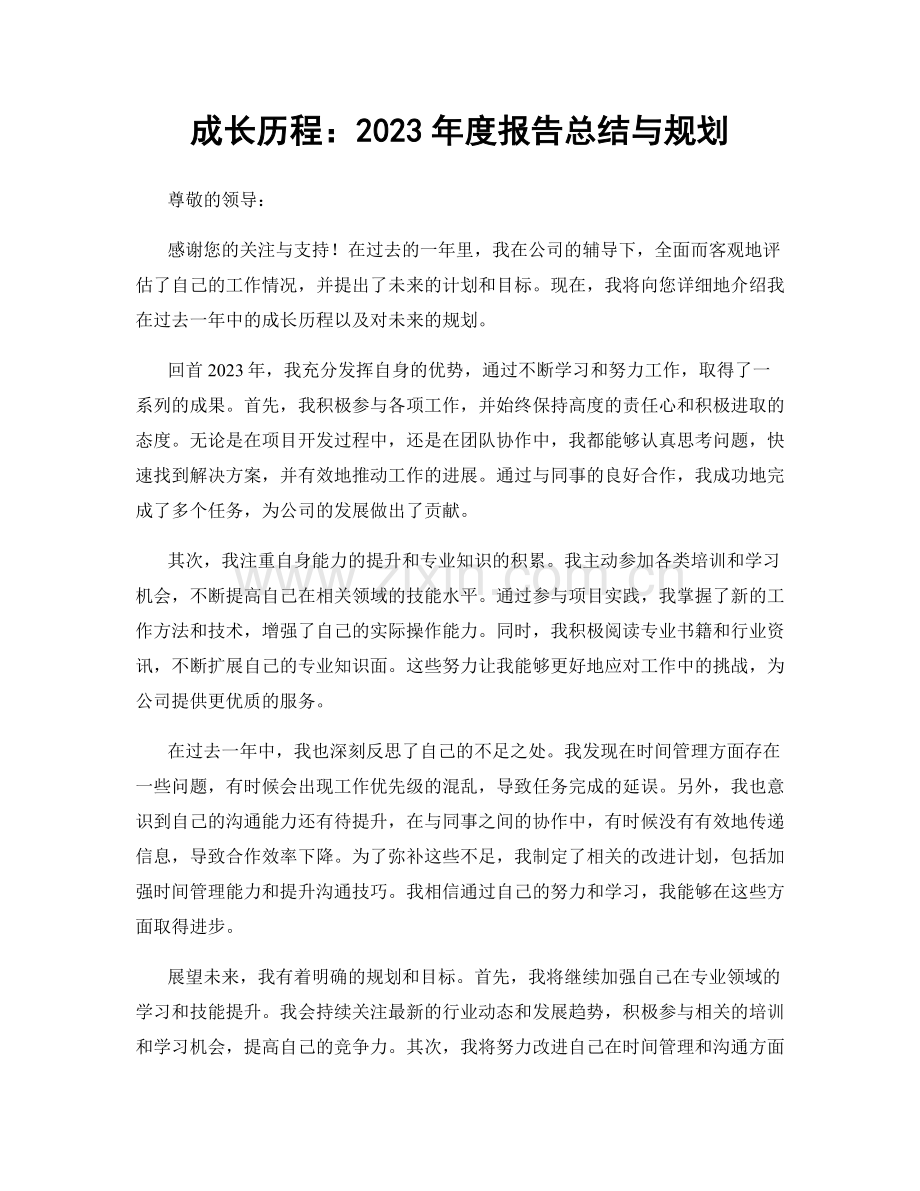 成长历程：2023年度报告总结与规划.docx_第1页