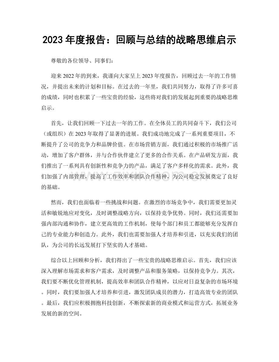 2023年度报告：回顾与总结的战略思维启示.docx_第1页