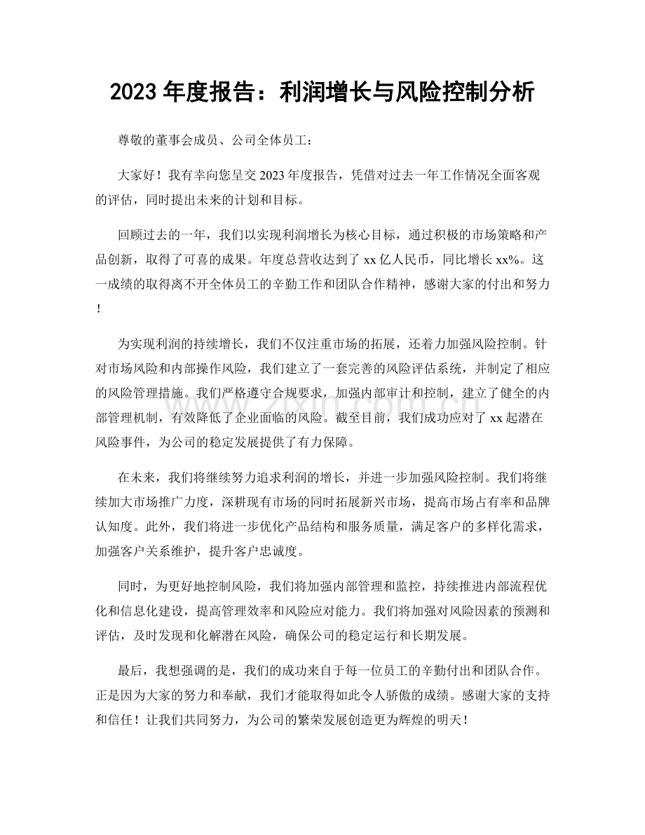 2023年度报告：利润增长与风险控制分析.docx_第1页