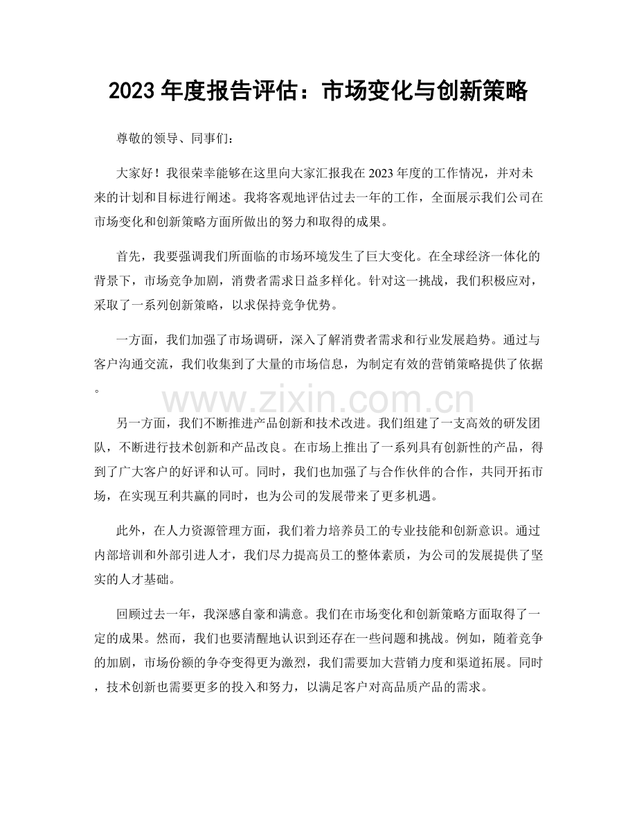 2023年度报告评估：市场变化与创新策略.docx_第1页