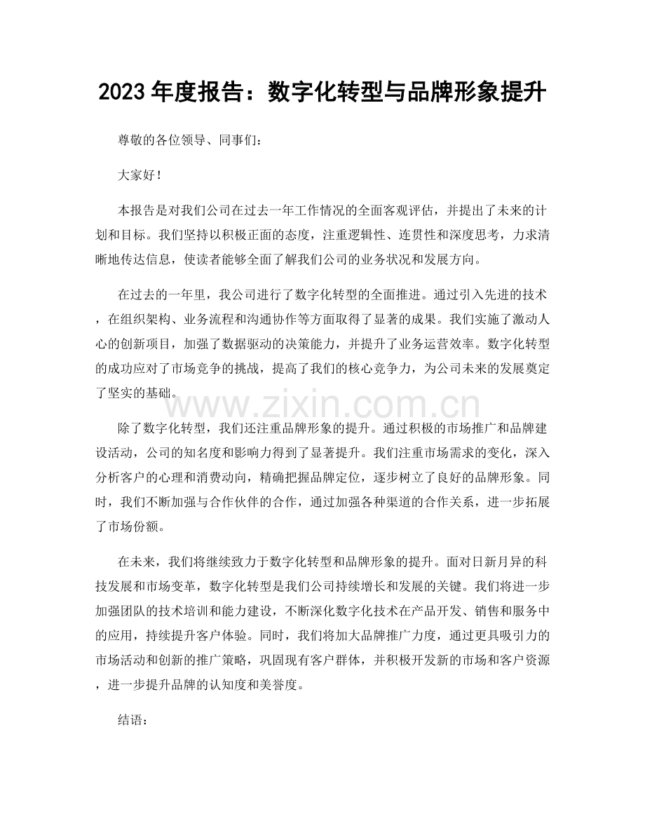 2023年度报告：数字化转型与品牌形象提升.docx_第1页