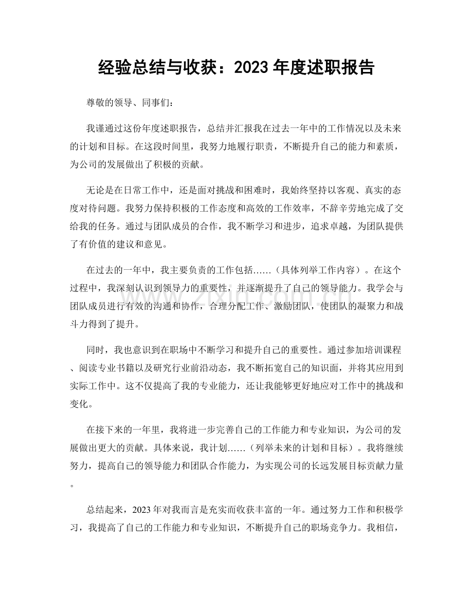 经验总结与收获：2023年度述职报告.docx_第1页