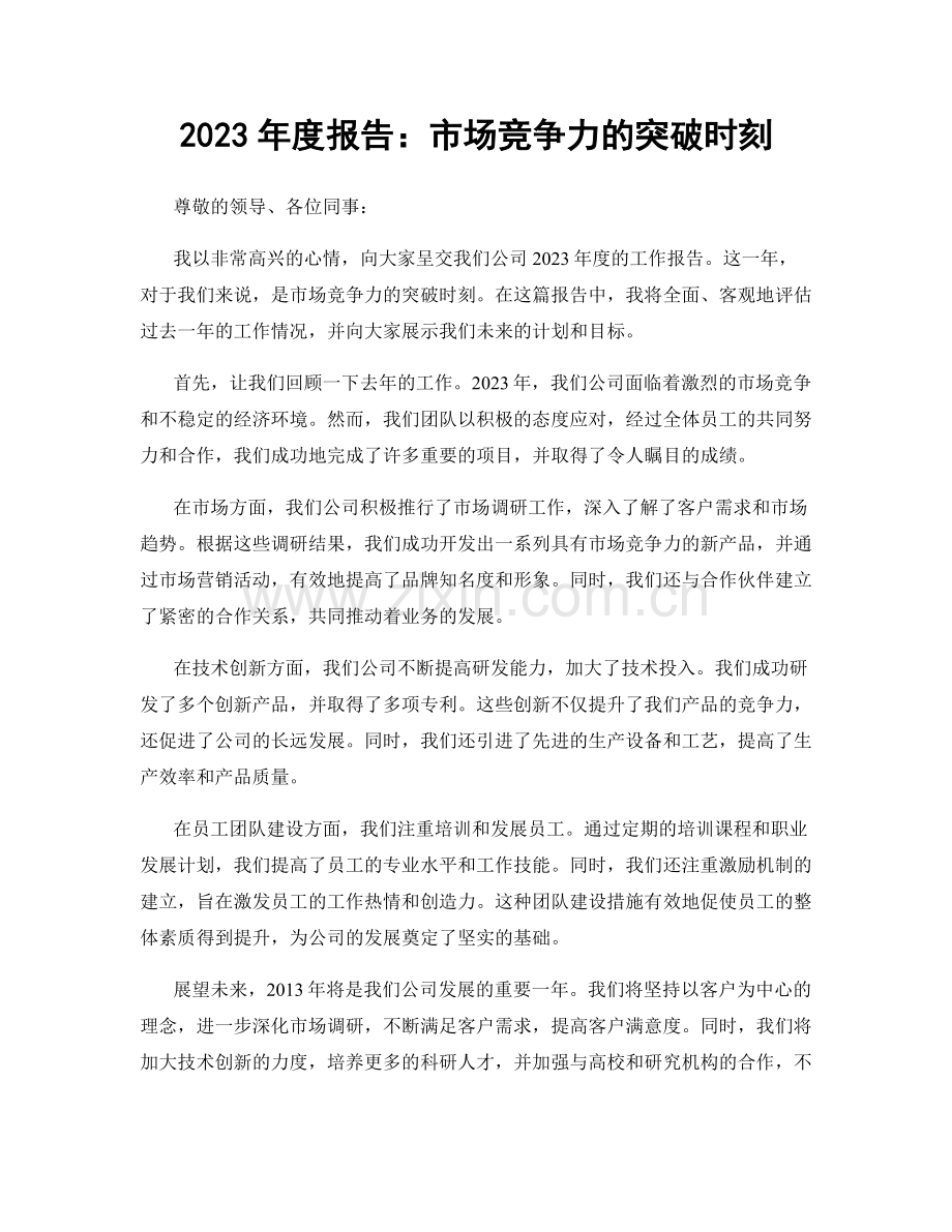 2023年度报告：市场竞争力的突破时刻.docx_第1页