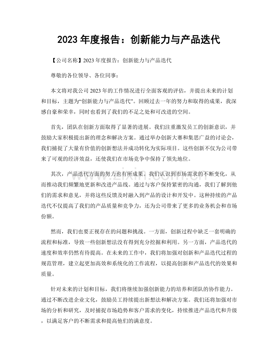 2023年度报告：创新能力与产品迭代.docx_第1页