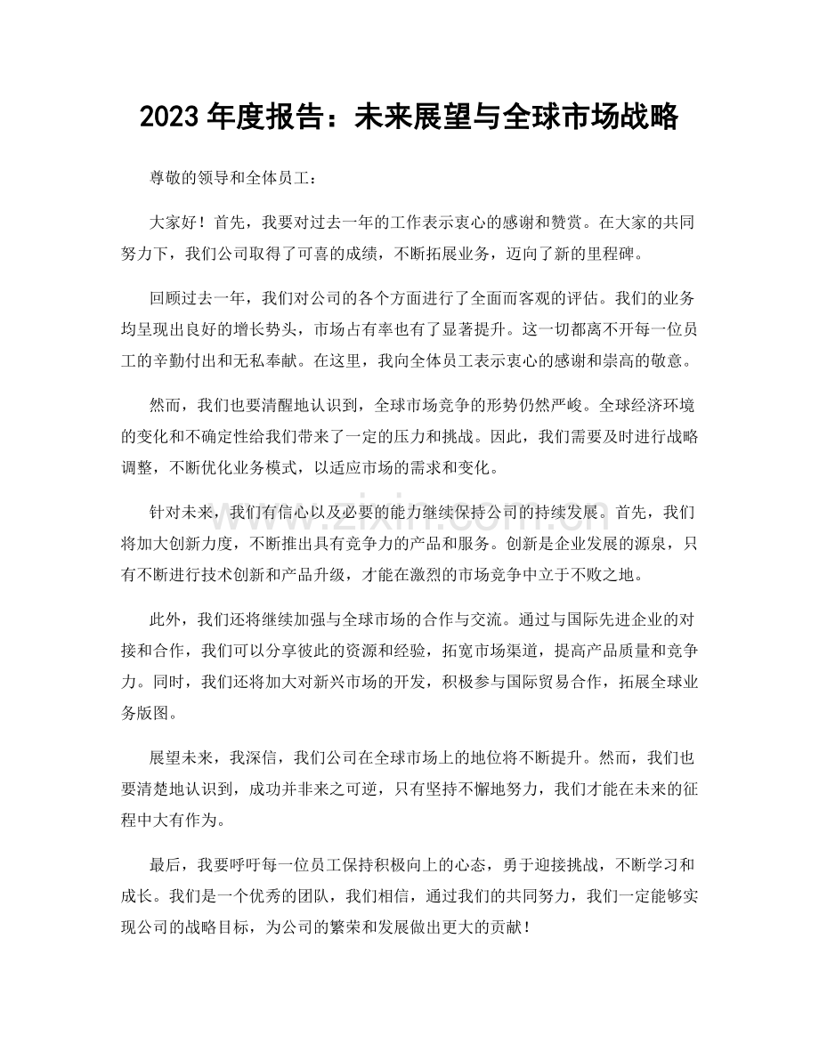 2023年度报告：未来展望与全球市场战略.docx_第1页