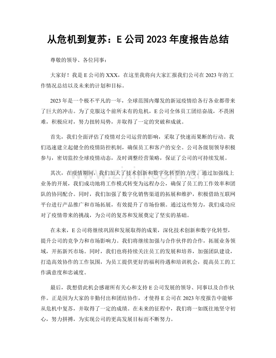 从危机到复苏：E公司2023年度报告总结.docx_第1页