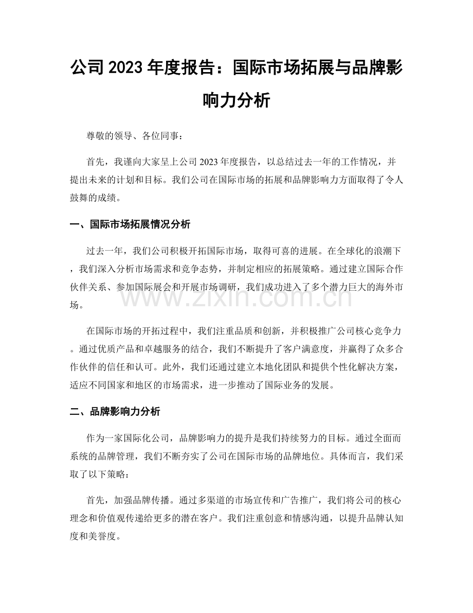 公司2023年度报告：国际市场拓展与品牌影响力分析.docx_第1页