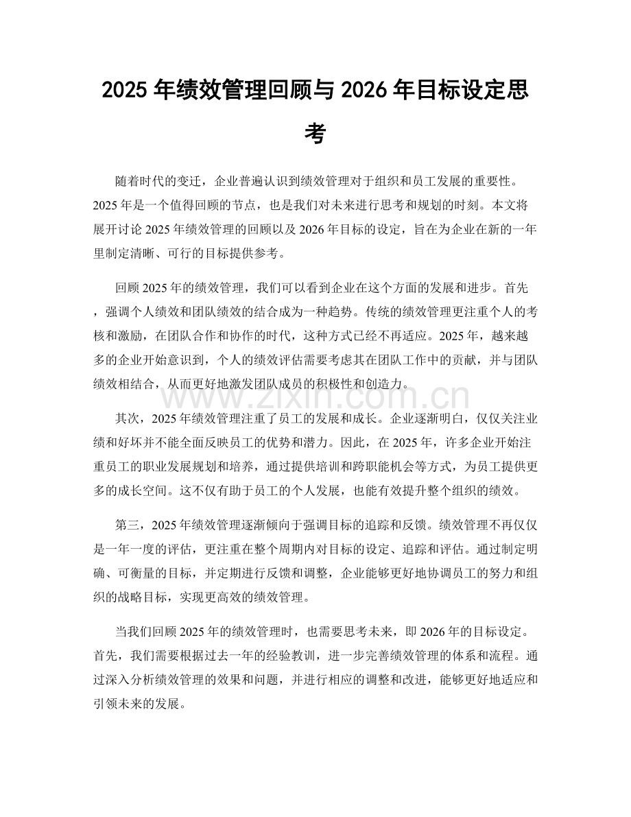 2025年绩效管理回顾与2026年目标设定思考.docx_第1页