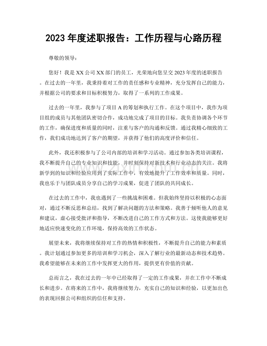 2023年度述职报告：工作历程与心路历程.docx_第1页
