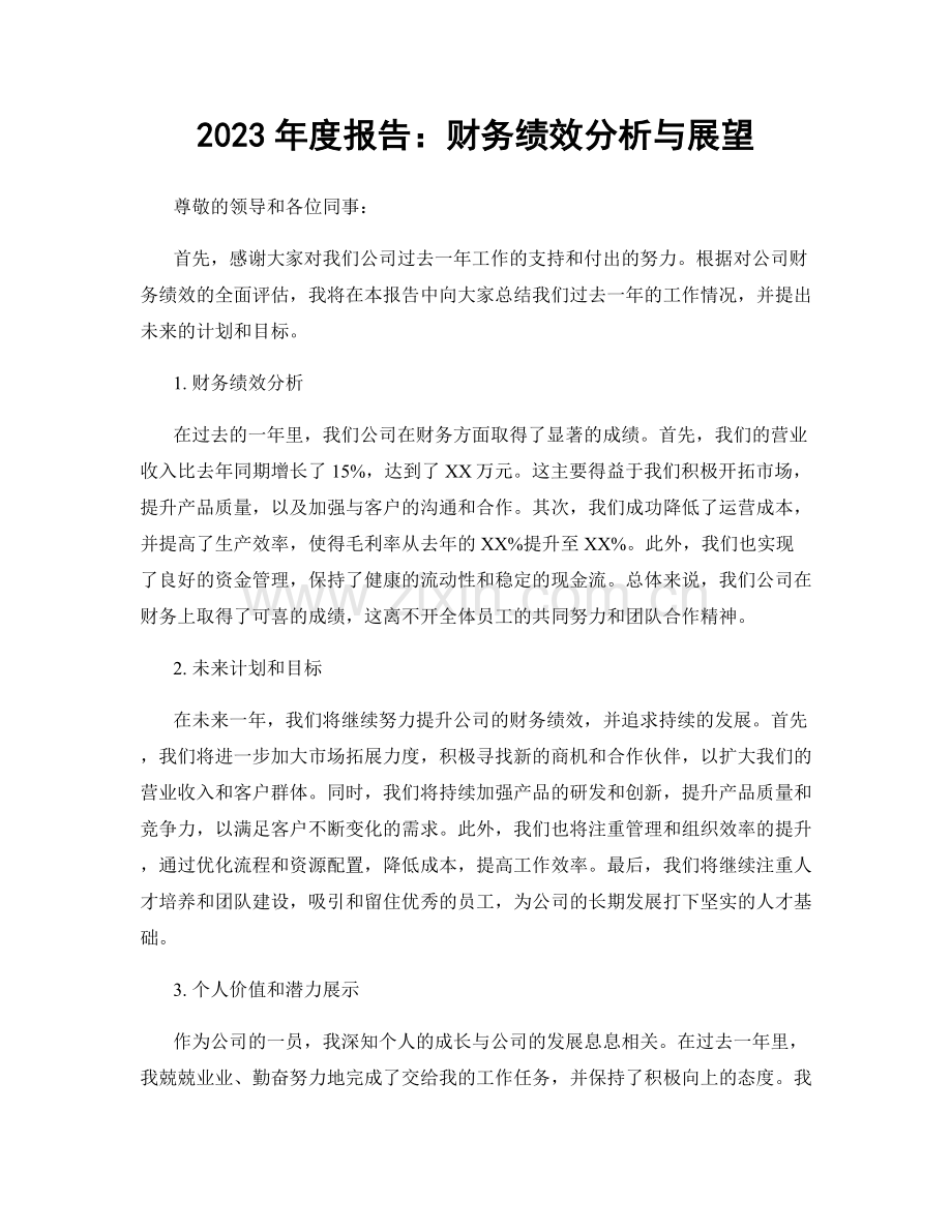 2023年度报告：财务绩效分析与展望.docx_第1页