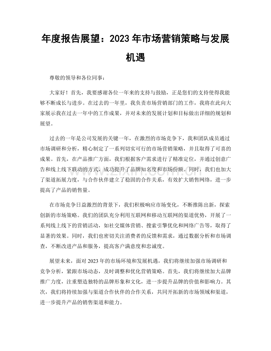 年度报告展望：2023年市场营销策略与发展机遇.docx_第1页