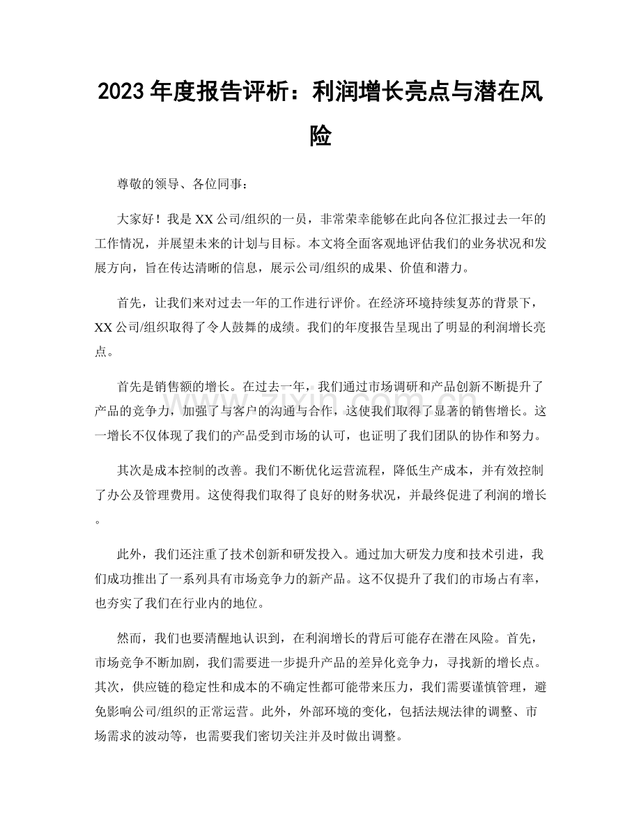 2023年度报告评析：利润增长亮点与潜在风险.docx_第1页