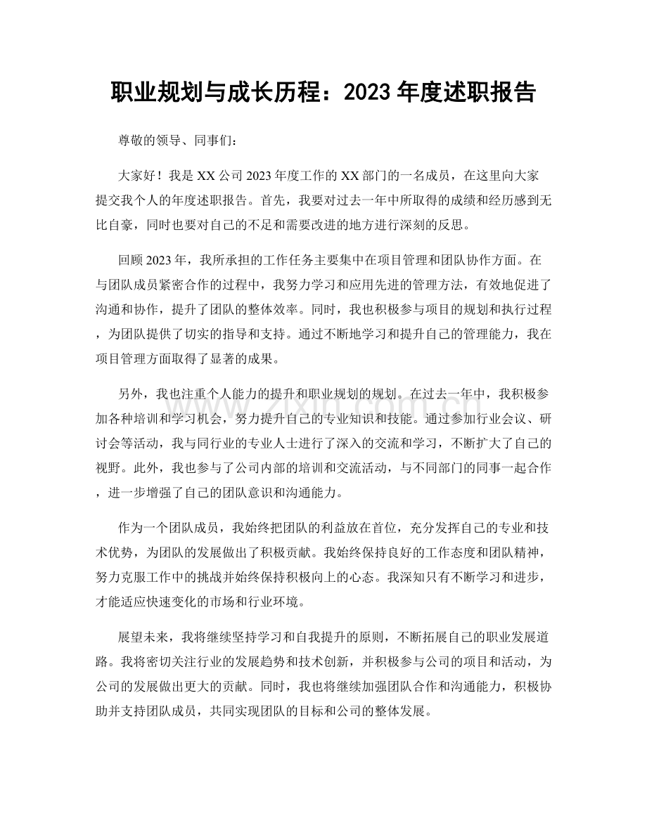 职业规划与成长历程：2023年度述职报告.docx_第1页