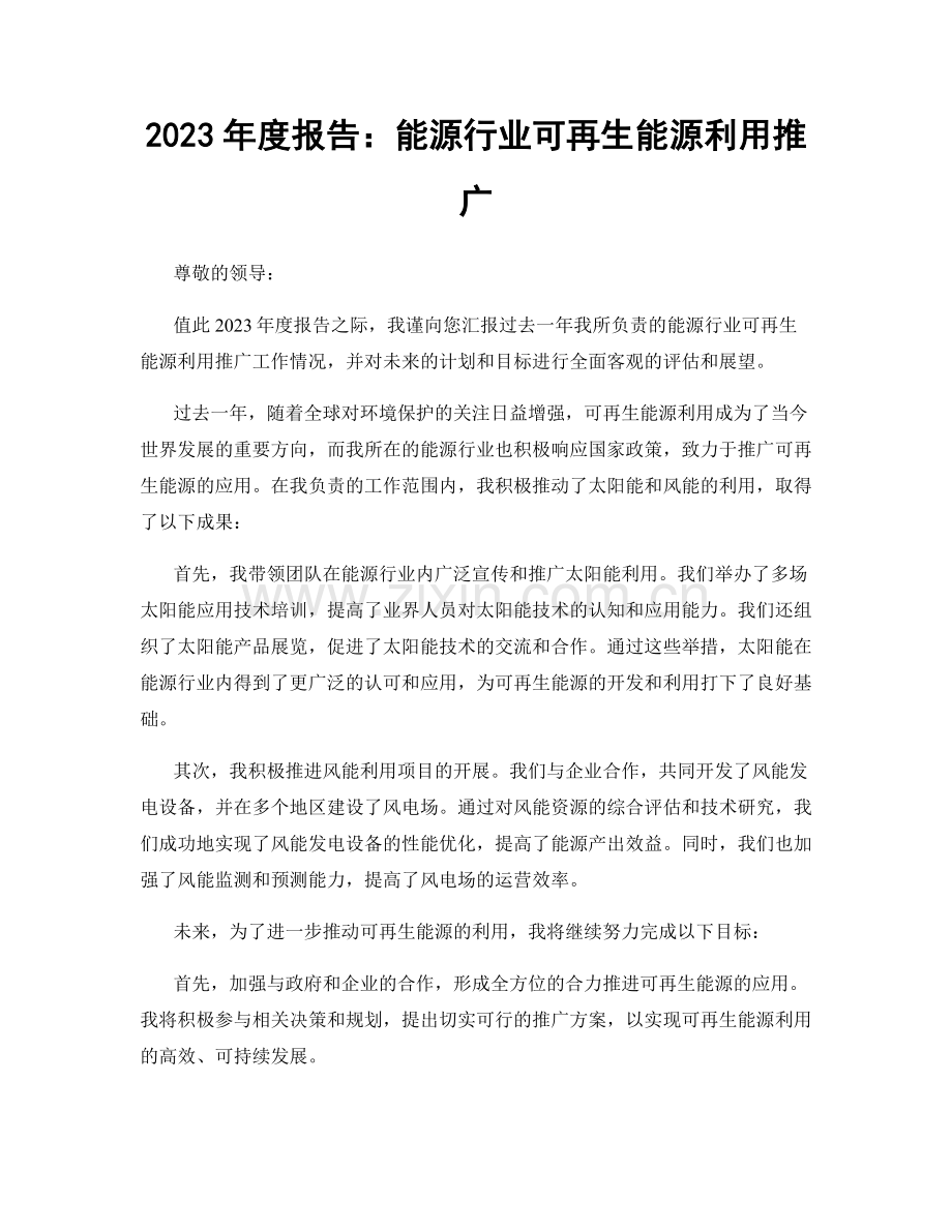 2023年度报告：能源行业可再生能源利用推广.docx_第1页