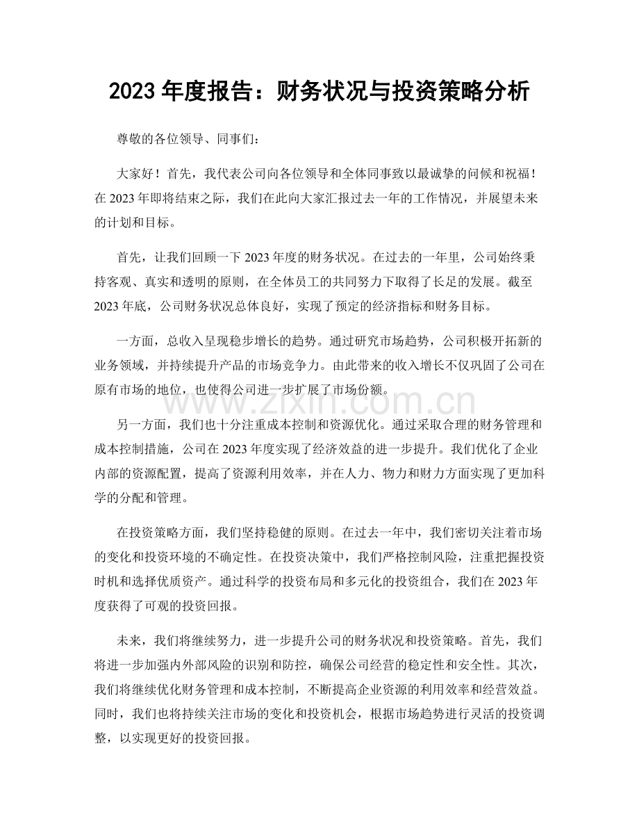 2023年度报告：财务状况与投资策略分析.docx_第1页