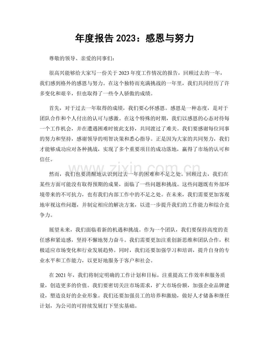 年度报告2023：感恩与努力.docx_第1页