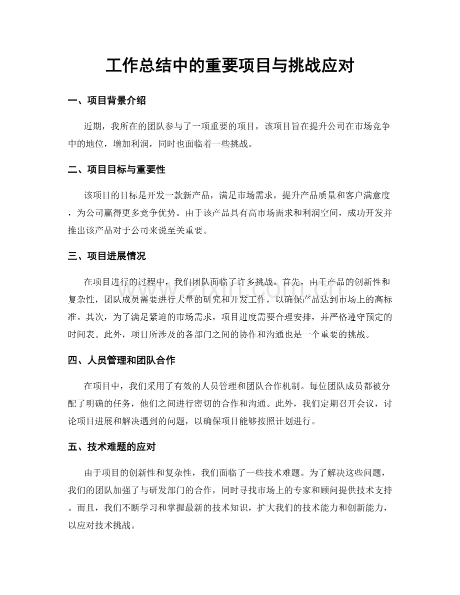 工作总结中的重要项目与挑战应对.docx_第1页