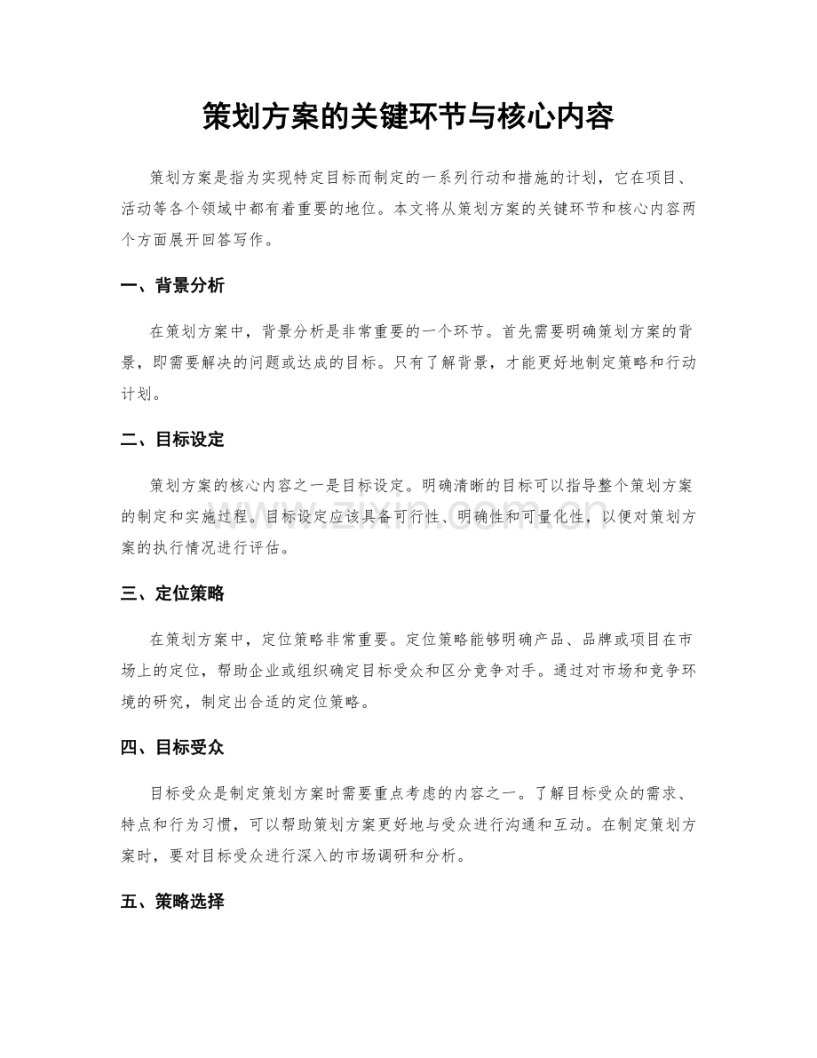 策划方案的关键环节与核心内容.docx_第1页