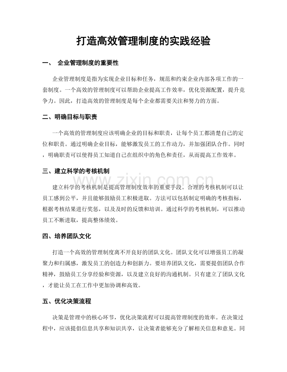 打造高效管理制度的实践经验.docx_第1页