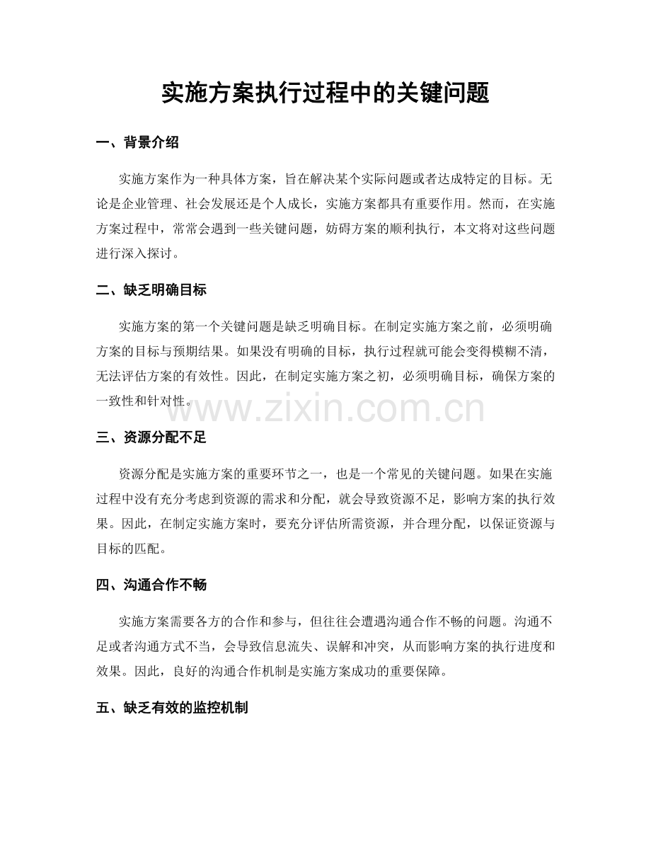实施方案执行过程中的关键问题.docx_第1页