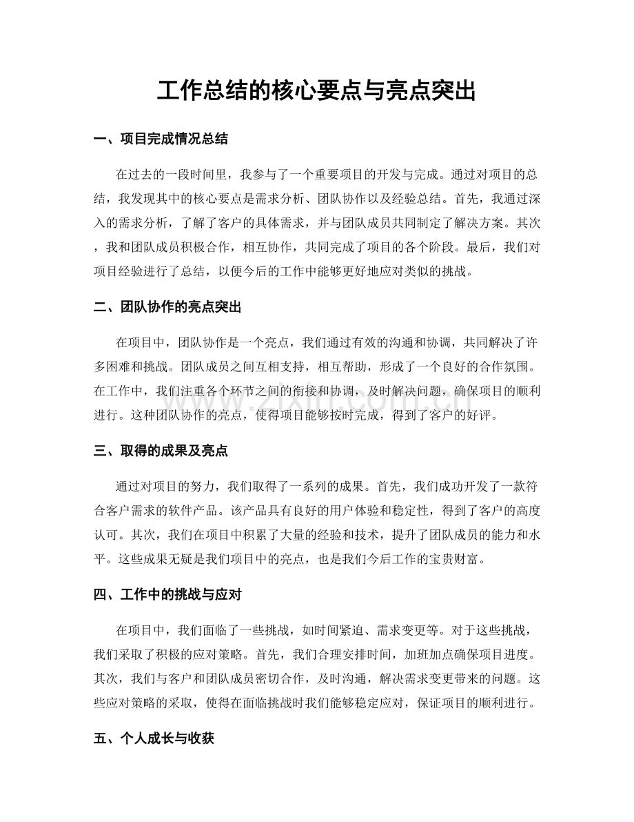 工作总结的核心要点与亮点突出.docx_第1页