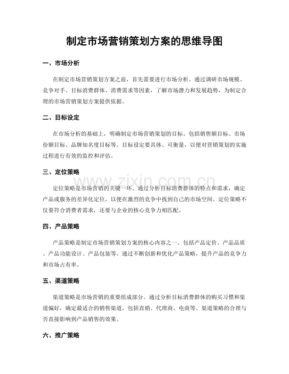 制定市场营销策划方案的思维导图.docx_第1页