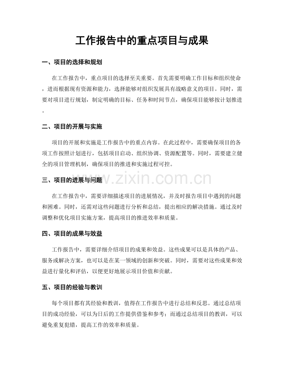 工作报告中的重点项目与成果.docx_第1页