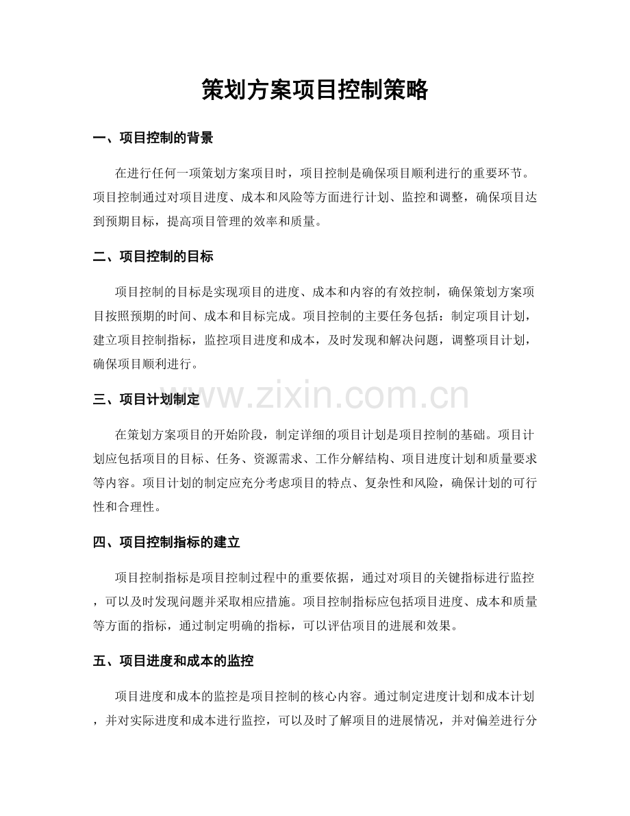 策划方案项目控制策略.docx_第1页
