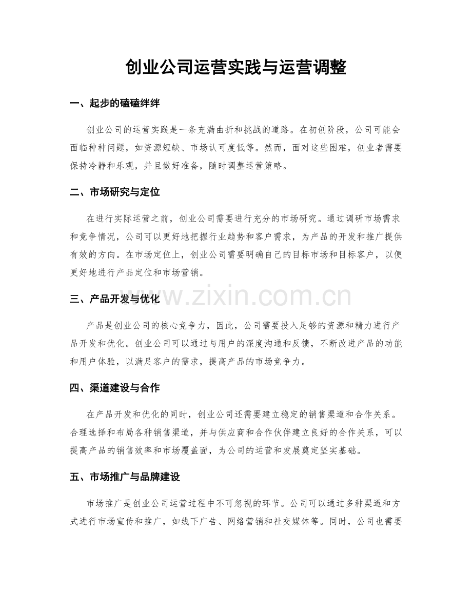 创业公司运营实践与运营调整.docx_第1页