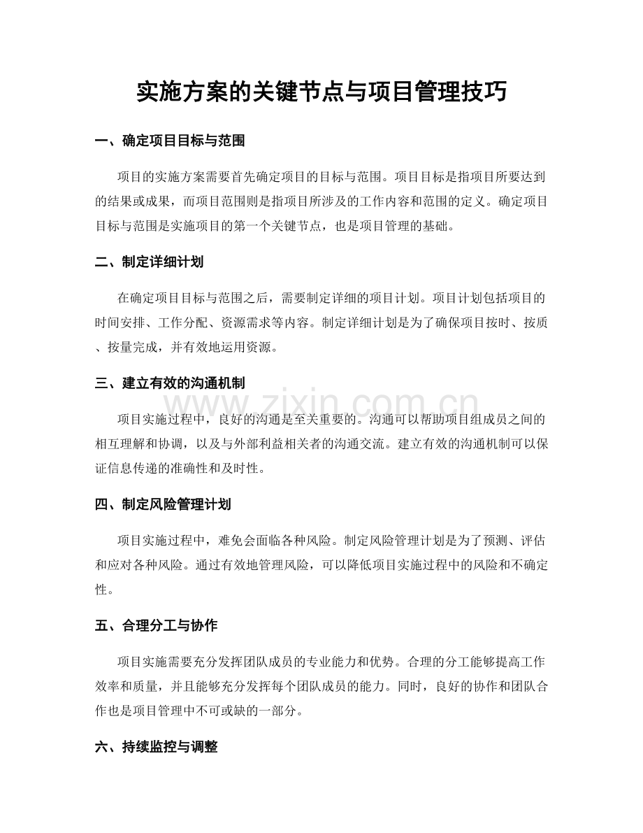 实施方案的关键节点与项目管理技巧.docx_第1页