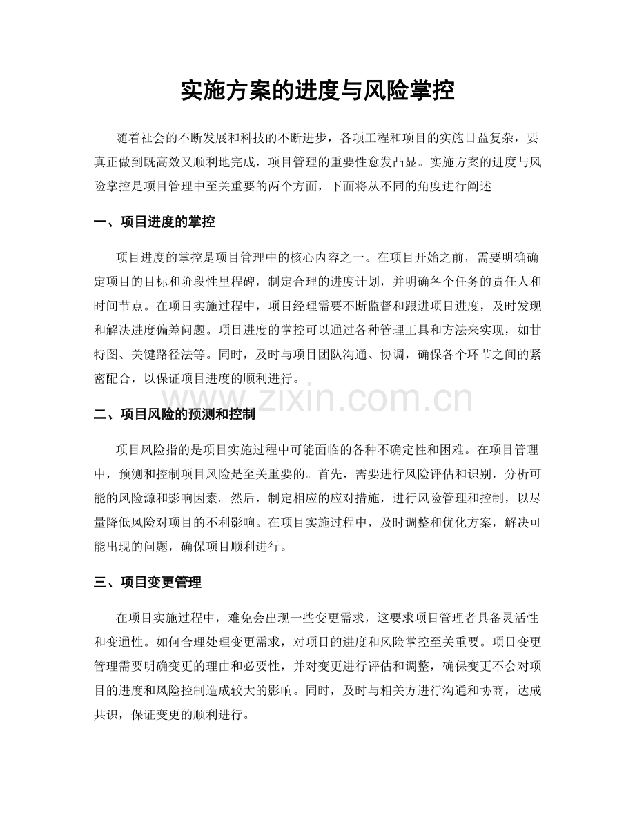 实施方案的进度与风险掌控.docx_第1页