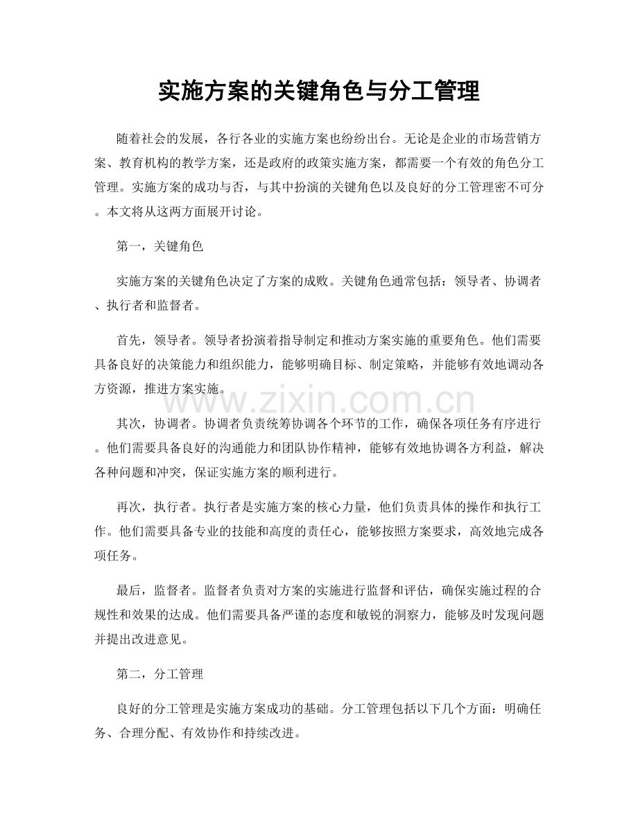 实施方案的关键角色与分工管理.docx_第1页