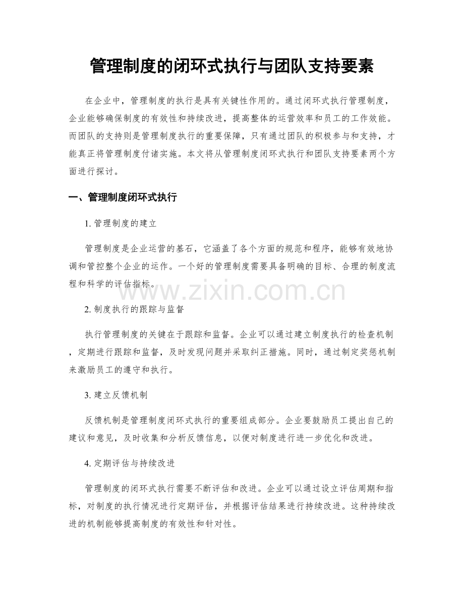 管理制度的闭环式执行与团队支持要素.docx_第1页