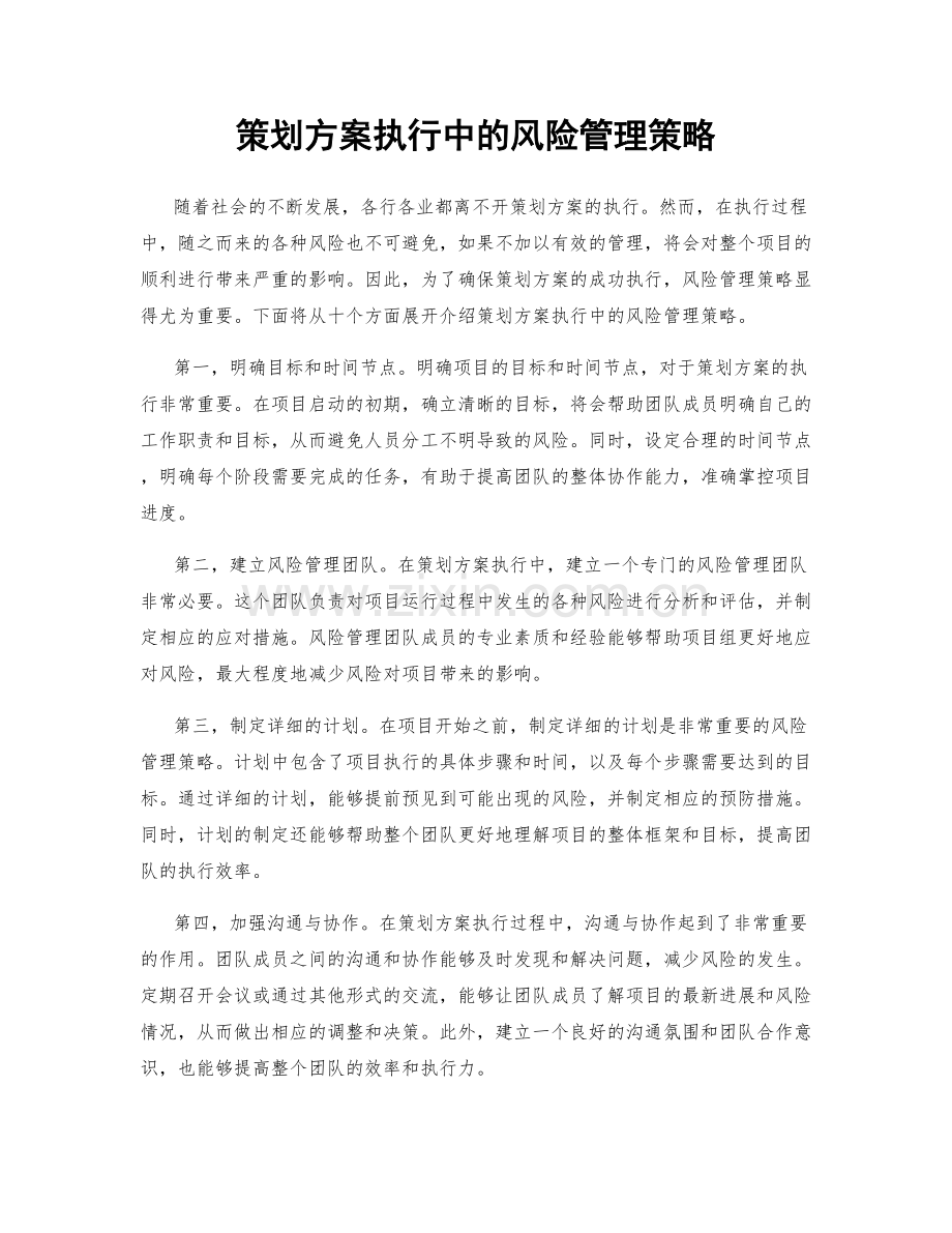策划方案执行中的风险管理策略.docx_第1页