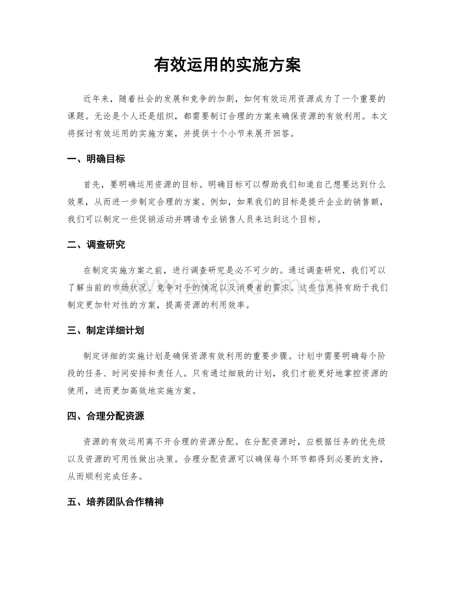 有效运用的实施方案.docx_第1页