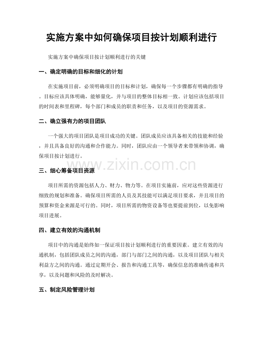 实施方案中如何确保项目按计划顺利进行.docx_第1页