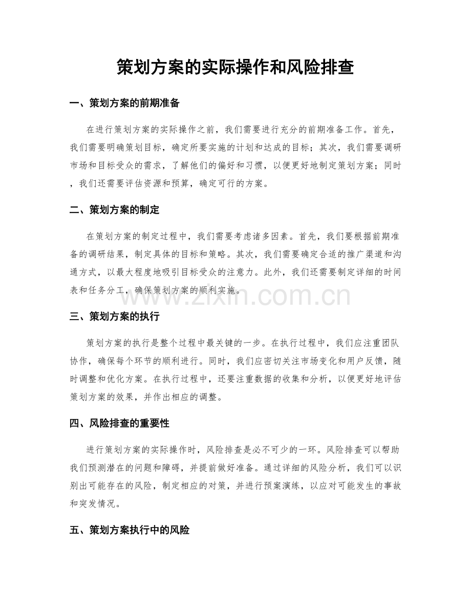 策划方案的实际操作和风险排查.docx_第1页