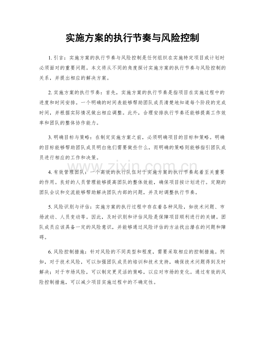 实施方案的执行节奏与风险控制.docx_第1页