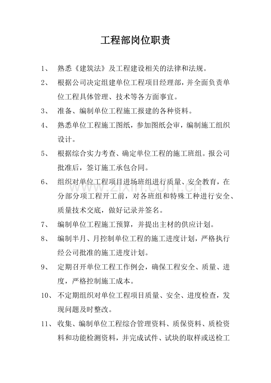 工程部岗位职责质量管理制度.docx_第1页