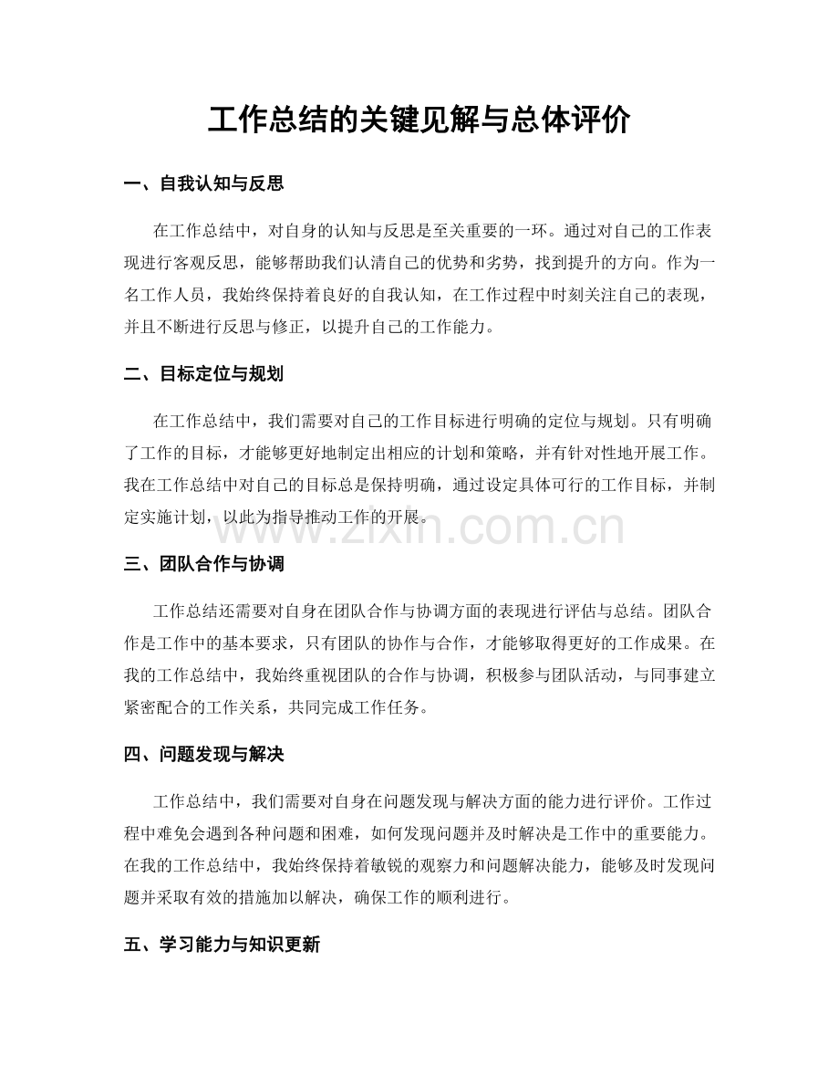 工作总结的关键见解与总体评价.docx_第1页